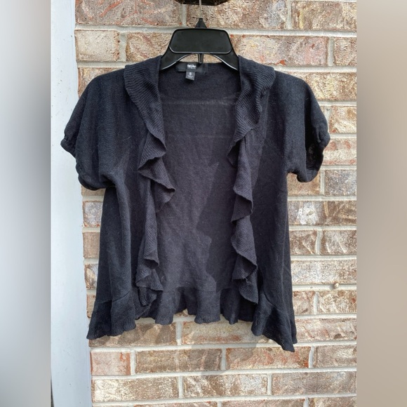 Black 00s Ruffle Mossimo Shrug Sweater Jacket - Picture 4 of 6